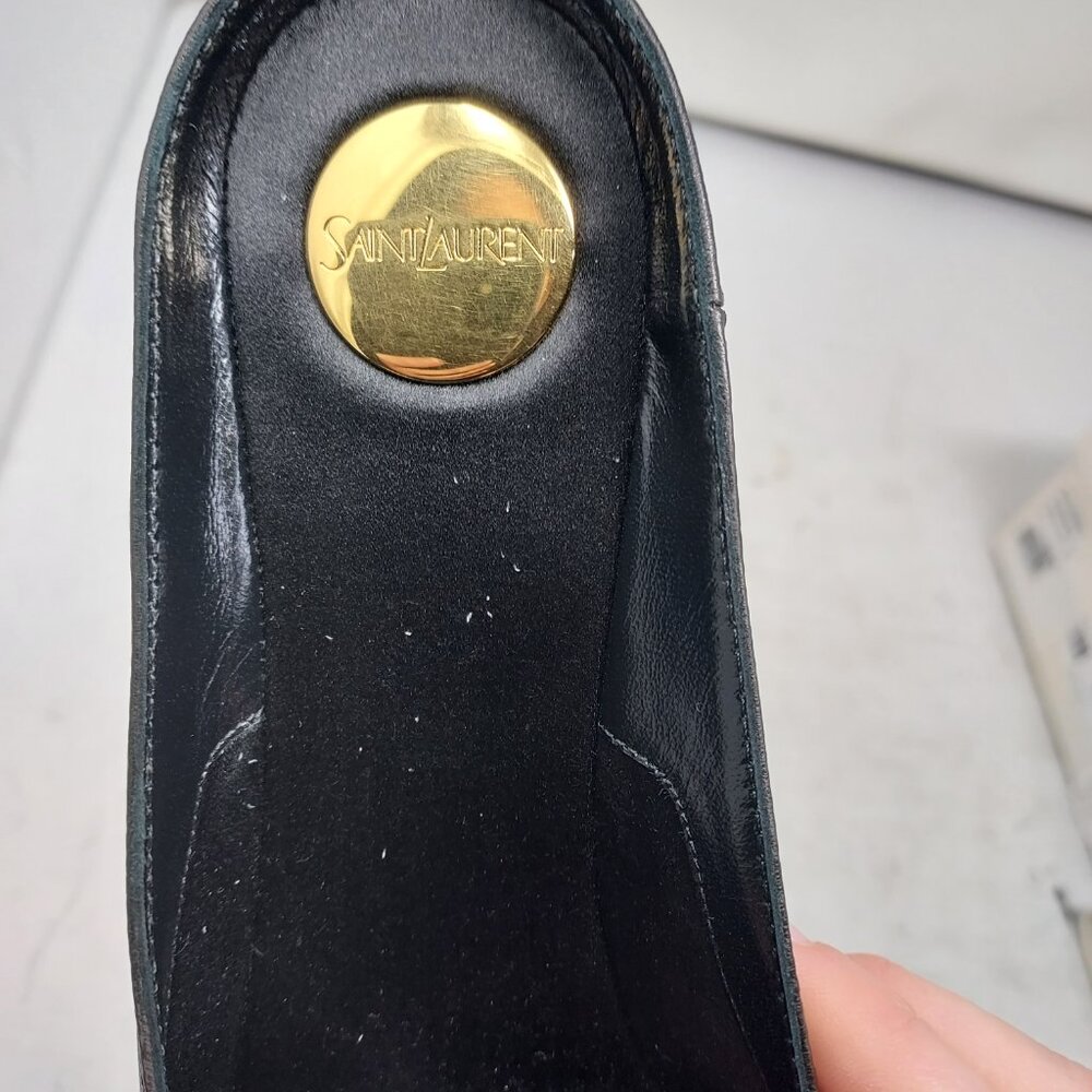 Saint Laurent YSL Black Womens Leather Lido Slip-on Shoe - Picture 8 of 11